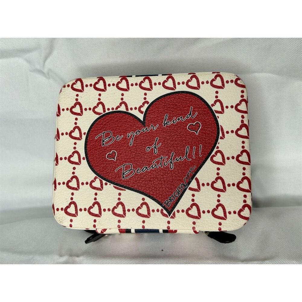 Brighton Multicolor Heart Ribbon Bow Travel Jewelry Box Mini EUC - Picture 3 of 11